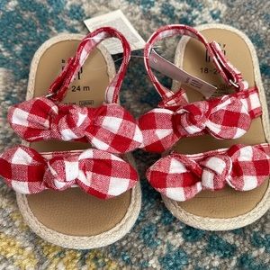 NWT Gap red and white striped 18-24 mo sandals